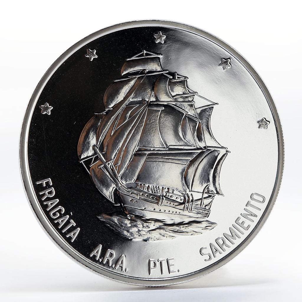Argentina 25 peso Ship Presidente Sarmiento proof silver coin 2002