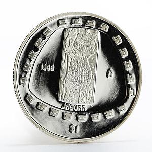 Mexico 1 peso Animal Jaguar Sculpture proof silver coin 1998