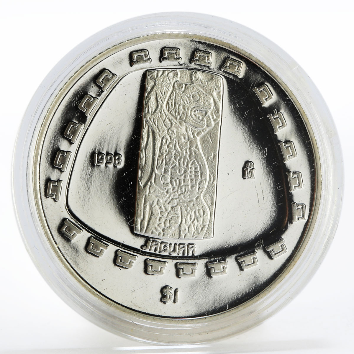 Mexico 1 peso Animal Jaguar Sculpture proof silver coin 1998