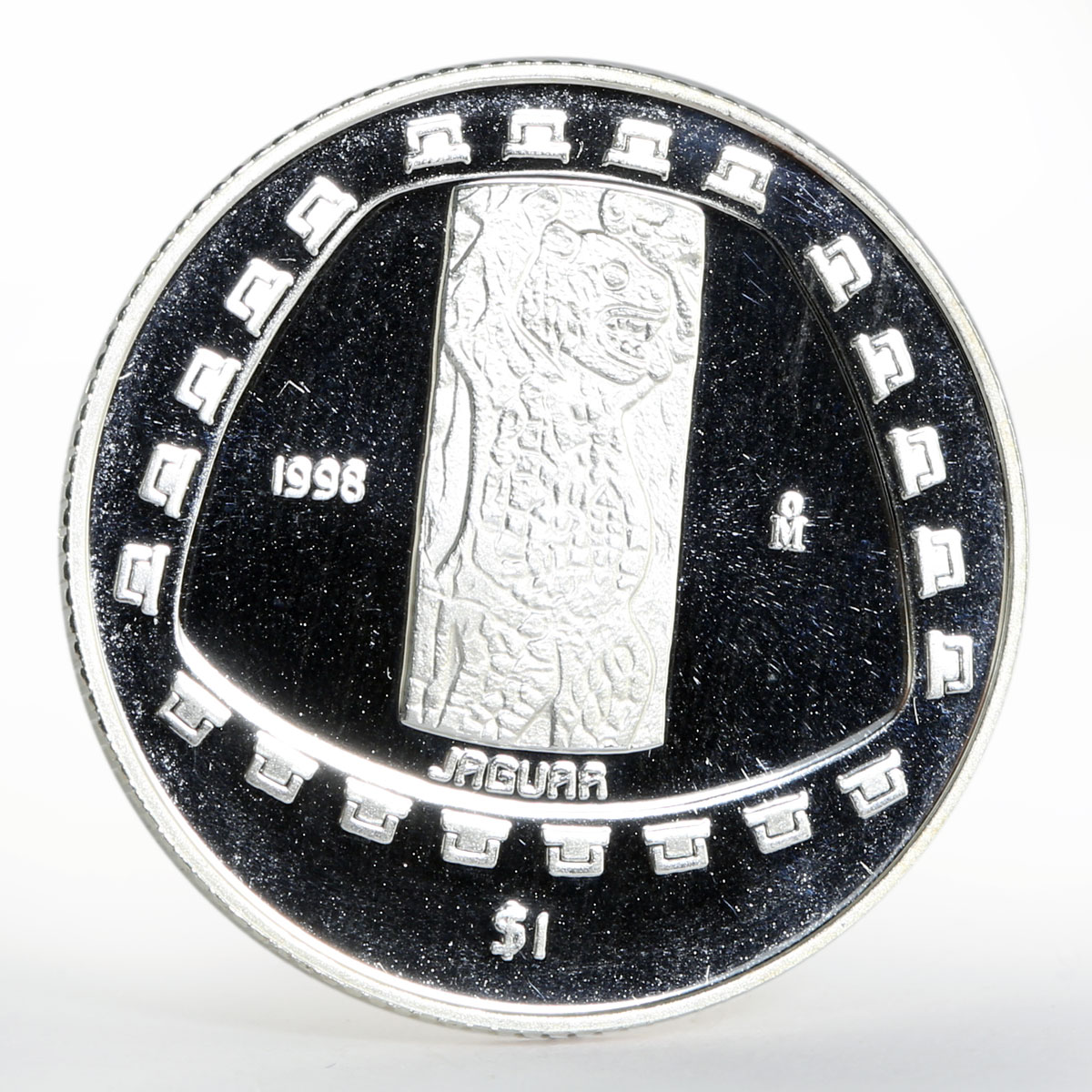 Mexico 1 peso Animal Jaguar Sculpture proof silver coin 1998