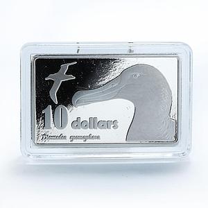 Bounty Islands New Zealand 10 dollars Royal Albatross Bird rectangular coin 2017