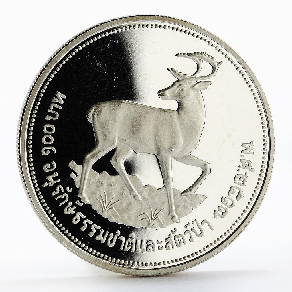 Thailand 100 baht Deer silver proof coin 1974