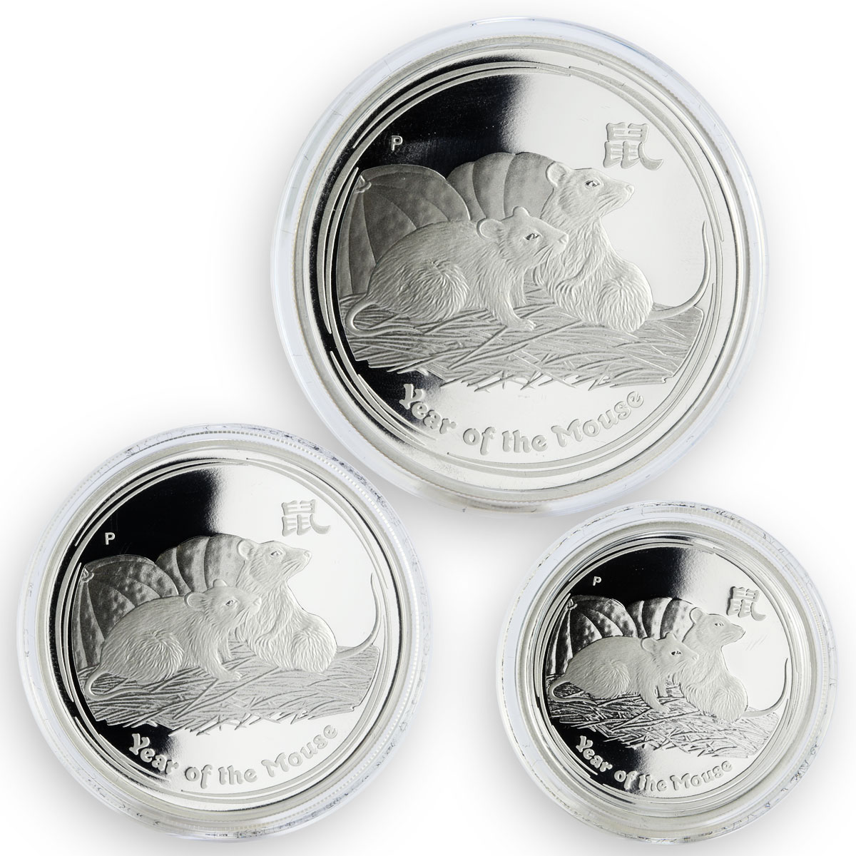 Australia 0.50, 1, 2 dollars Set Year of the Mouse Lunar Series II Proof 2008