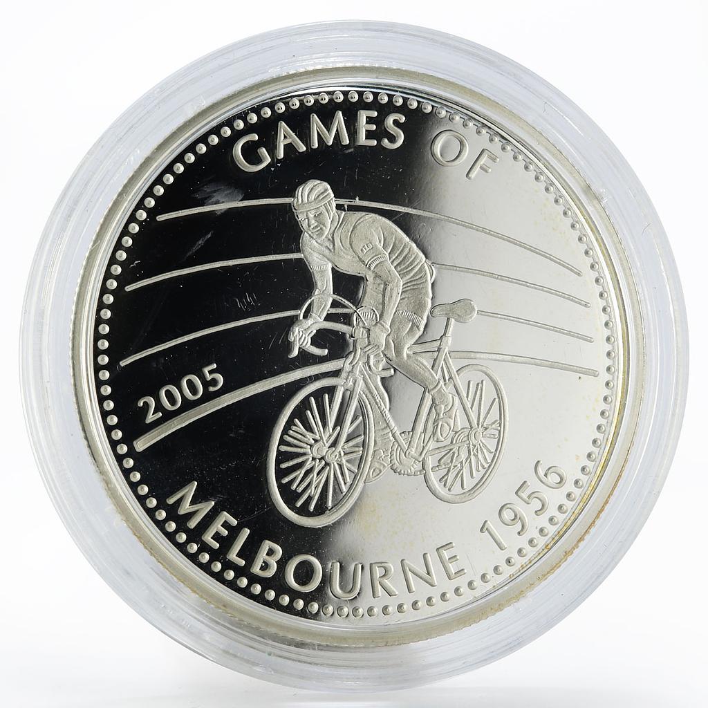 Ghana 500 sika Sport Bicycle Games of Melbourne proof silver coin 2005