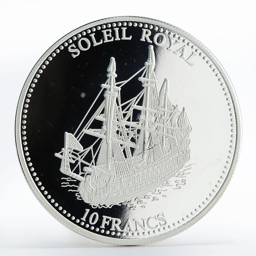 Congo 10 francs Ship Soleil Royal silver proof coin 2001