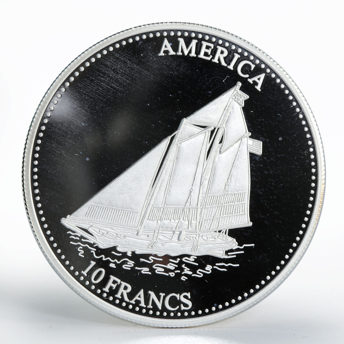 Congo 10 francs Ship America silver proof coin 2001