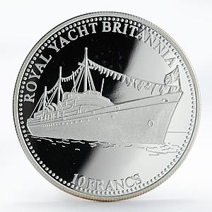 Congo 10 francs Ship Royal Yacht Britannia silver proof coin 2001