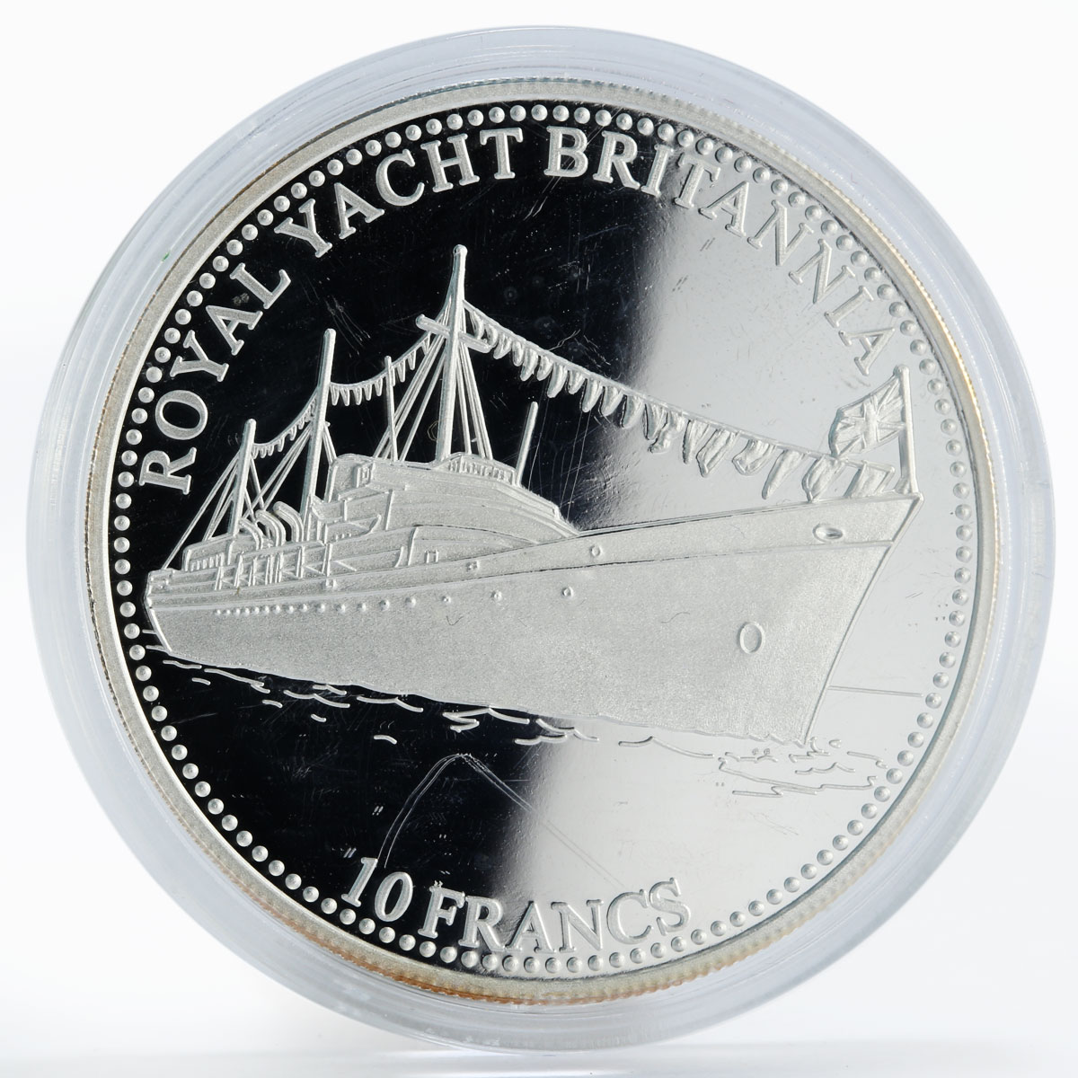 Congo 10 francs Ship Royal Yacht Britannia silver proof coin 2001