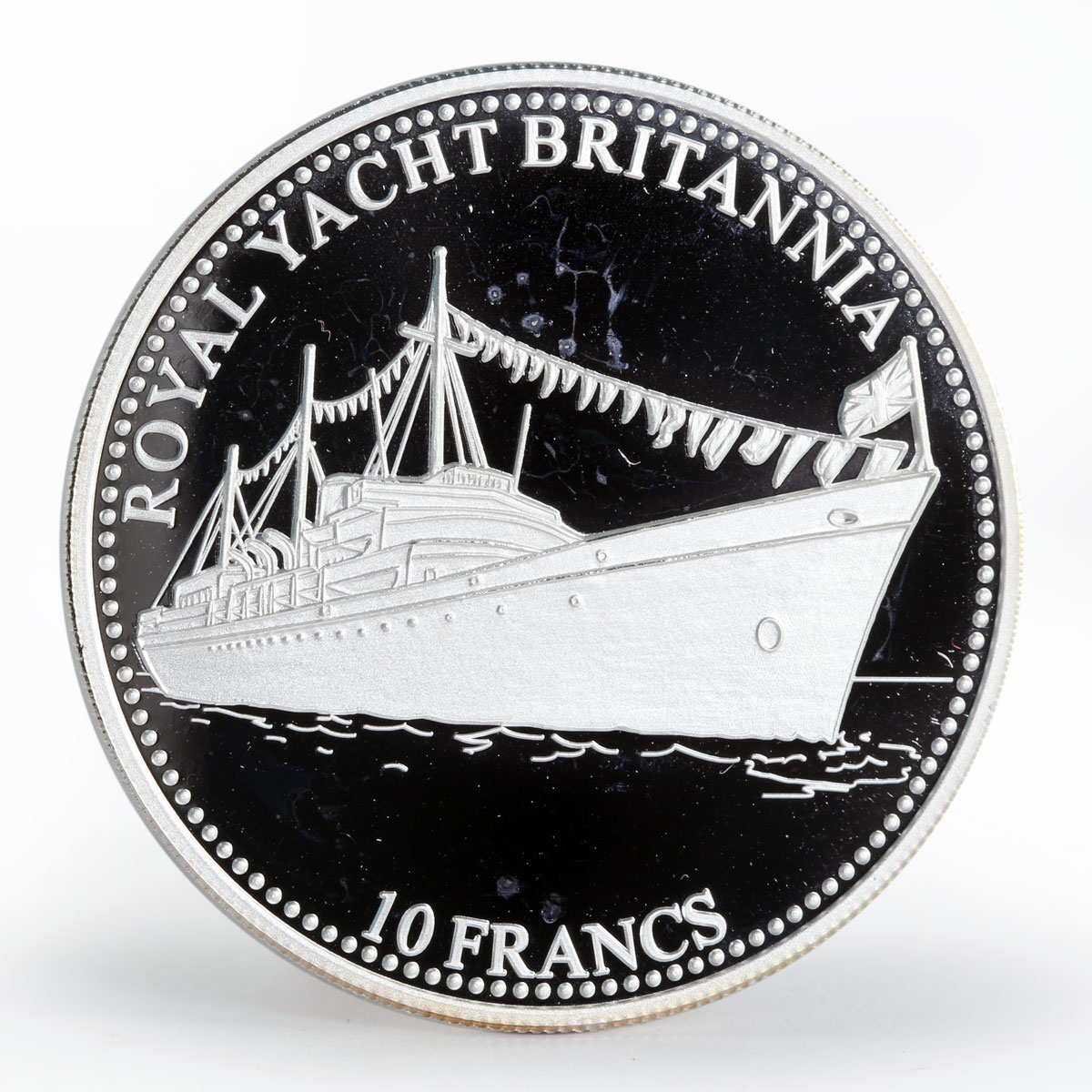 Congo 10 francs Ship Royal Yacht Britannia silver proof coin 2001