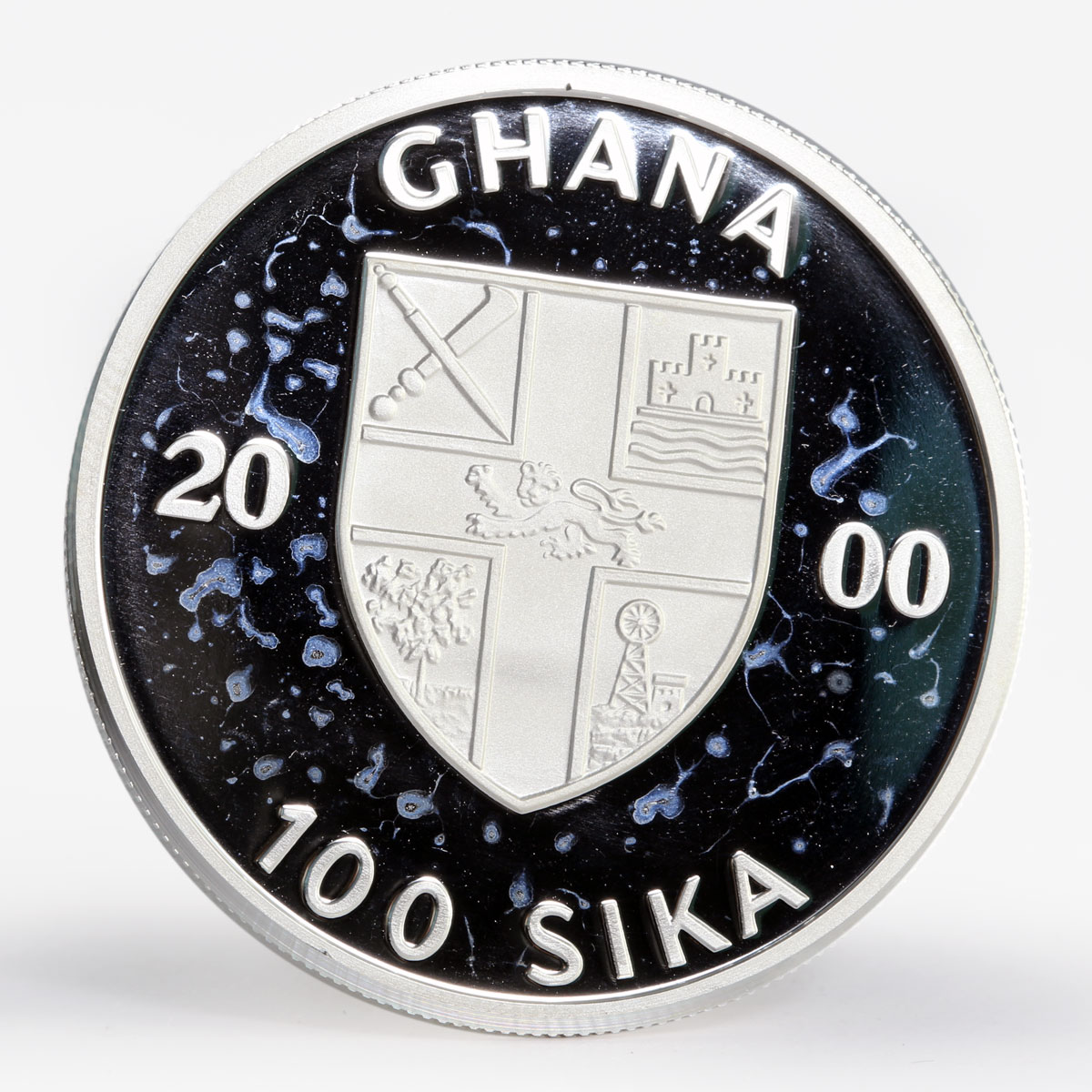 Ghana 100 sika Ship Santa Maria proof silver coin 2000