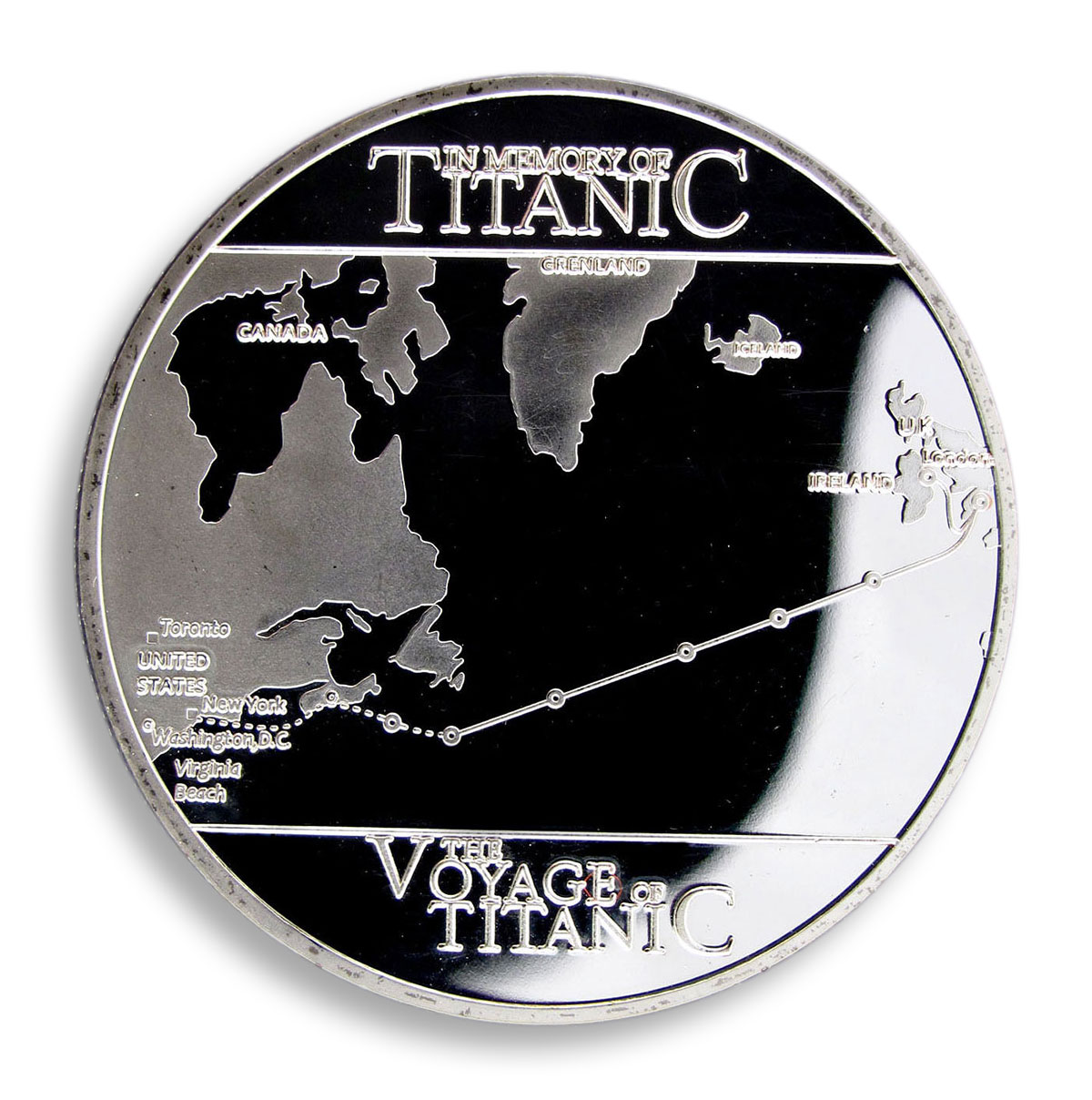 Britain, RMS TITANIC, Ship, Passenger Liner, Maiden Voyage, Map, Memorial Medal