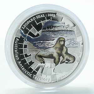 Australia 1 dollar Leopard seal coloured silver coin 2005