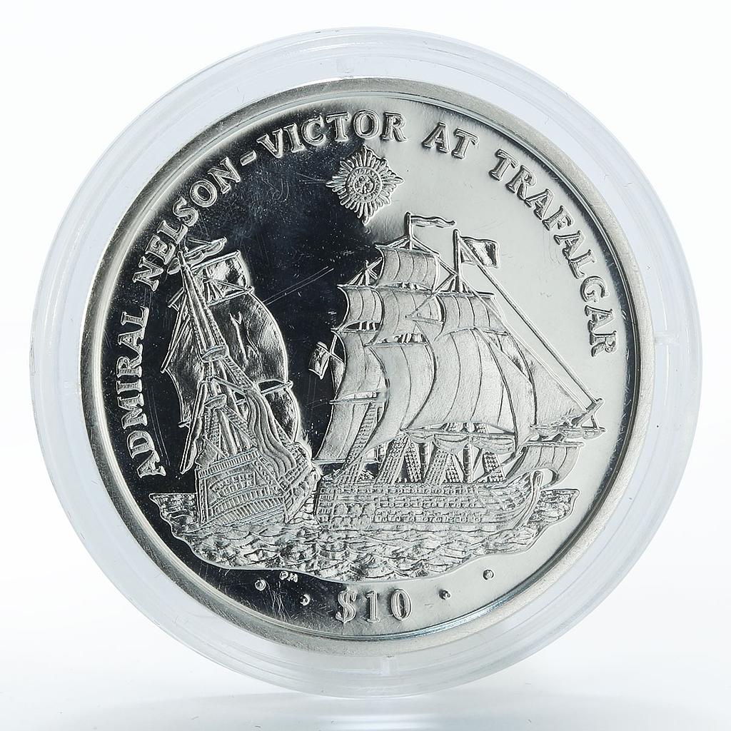 Virgin Islands 10 dollars Admiral Nelson Ship silver coin 2008
