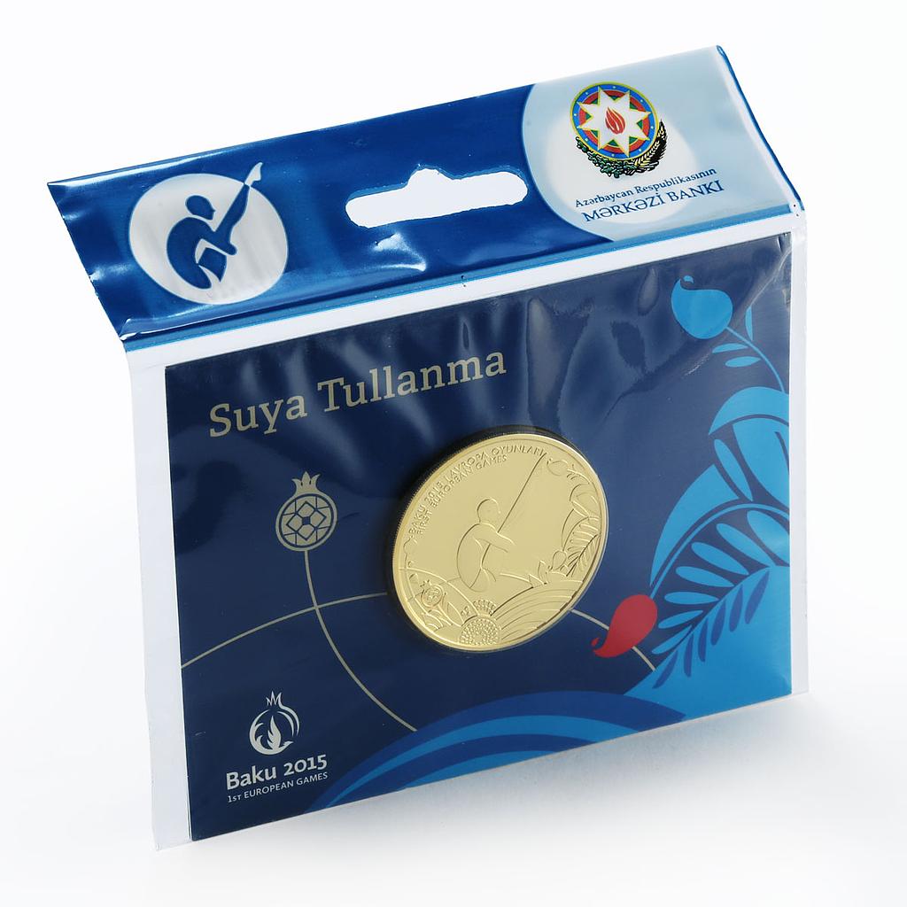Azerbaijan 1 manat Diving European Games in Baku copper-nickel coin 2015