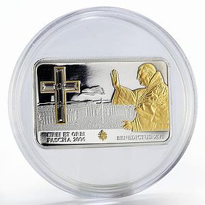 Cook Island 5 dollars Benedict XVI Urbi et Orbi crystal gilted proof silver 2006