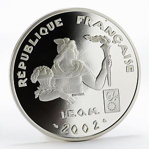 French Polynesia Caledonia 200 franc Moorea Island silver proof coin 2002