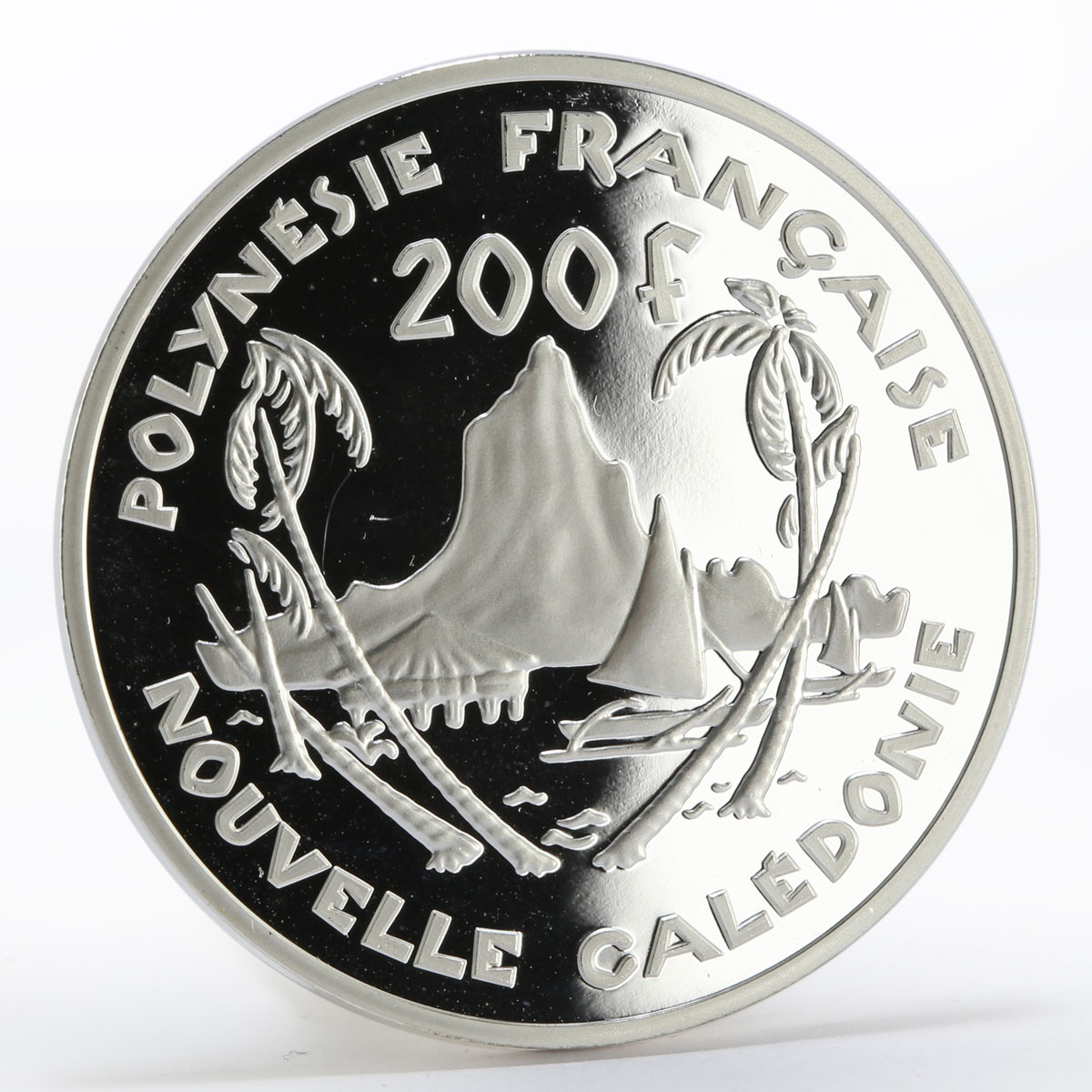 French Polynesia 200 franc Moorea Island silver proof coin 2002