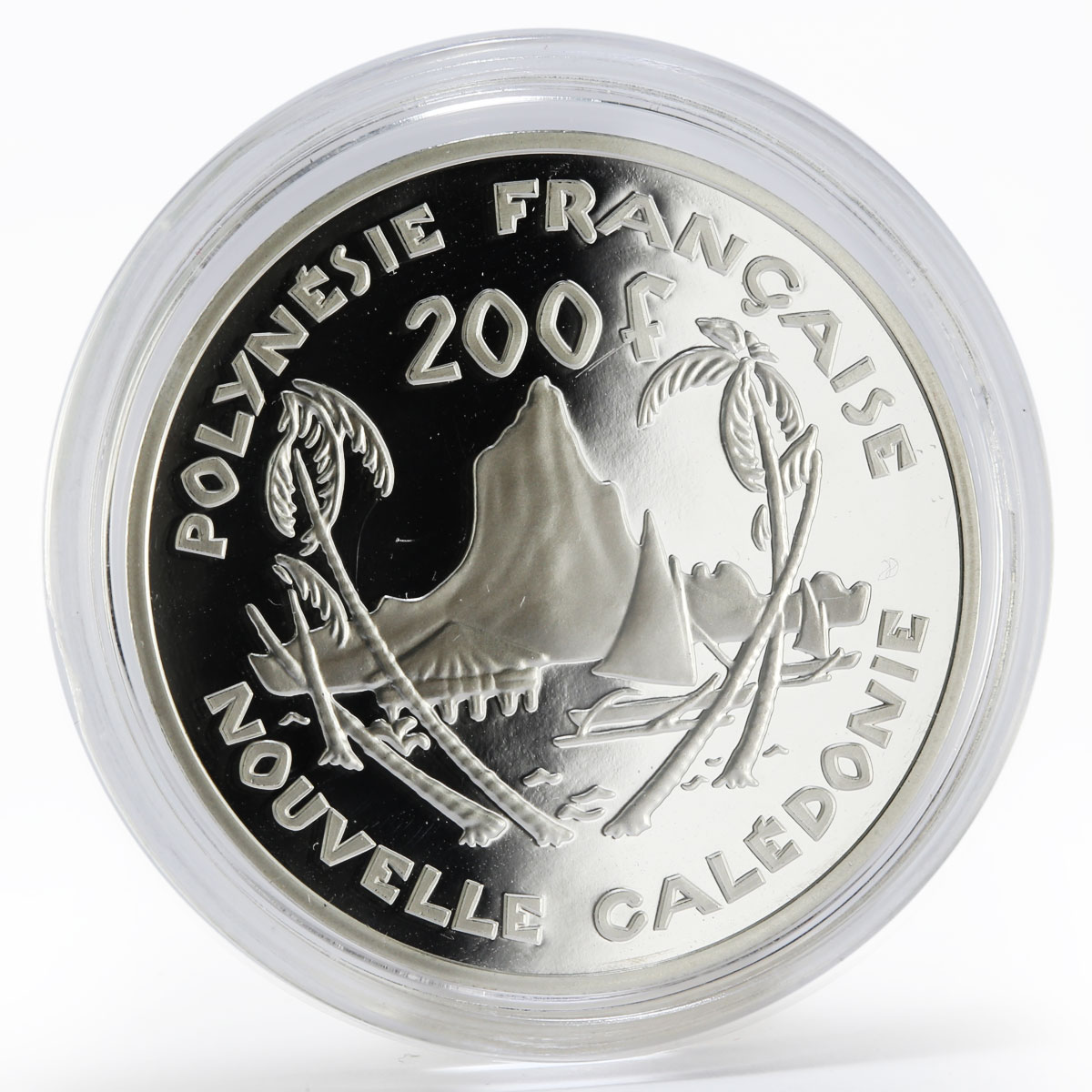 French Polynesia 200 franc Moorea Island silver proof coin 2002