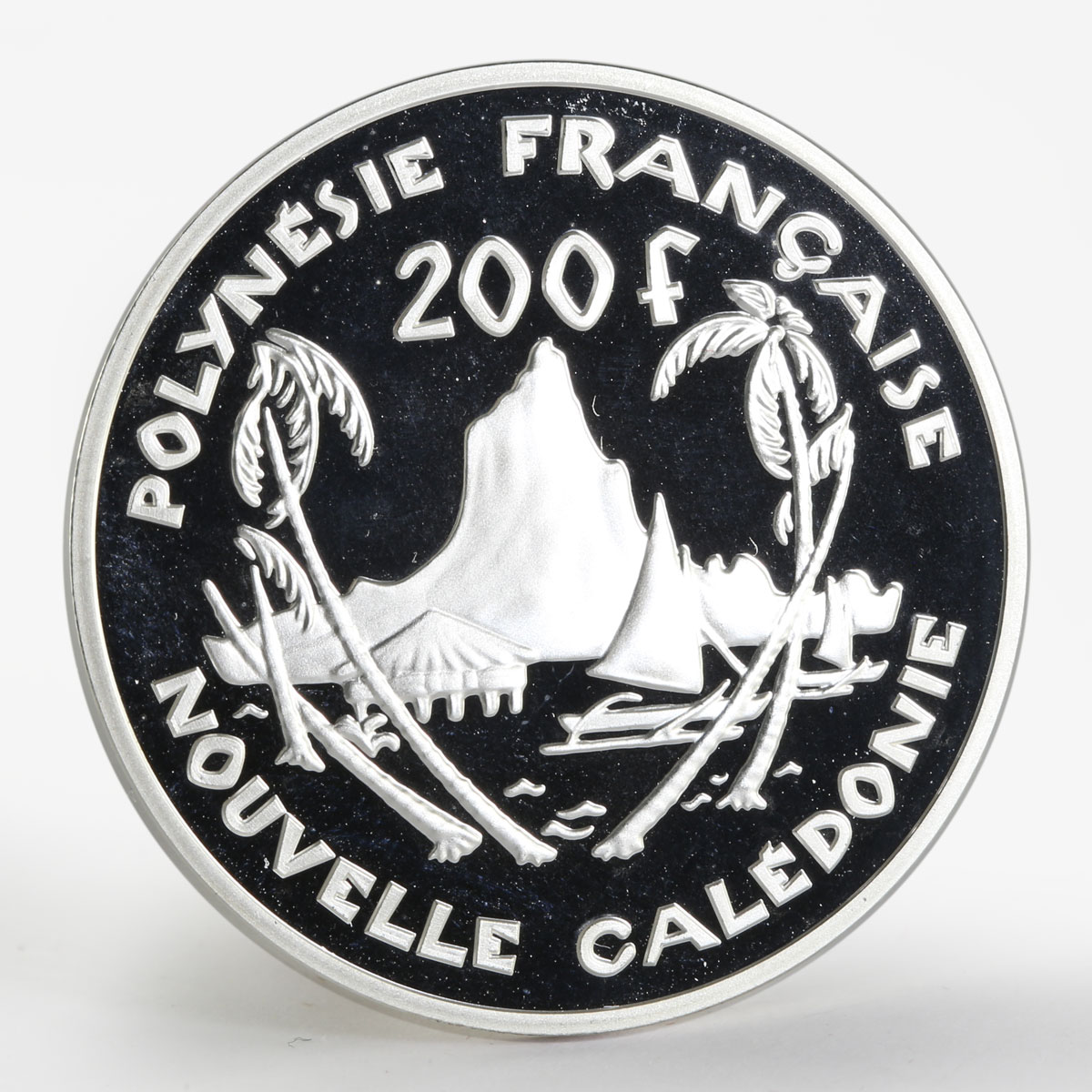 French Polynesia 200 franc Moorea Island silver proof coin 2002