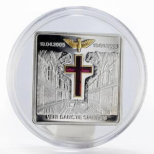 Liberia 10 dollars Conclave of Cardinals gilded crystal silver proof coin 2005