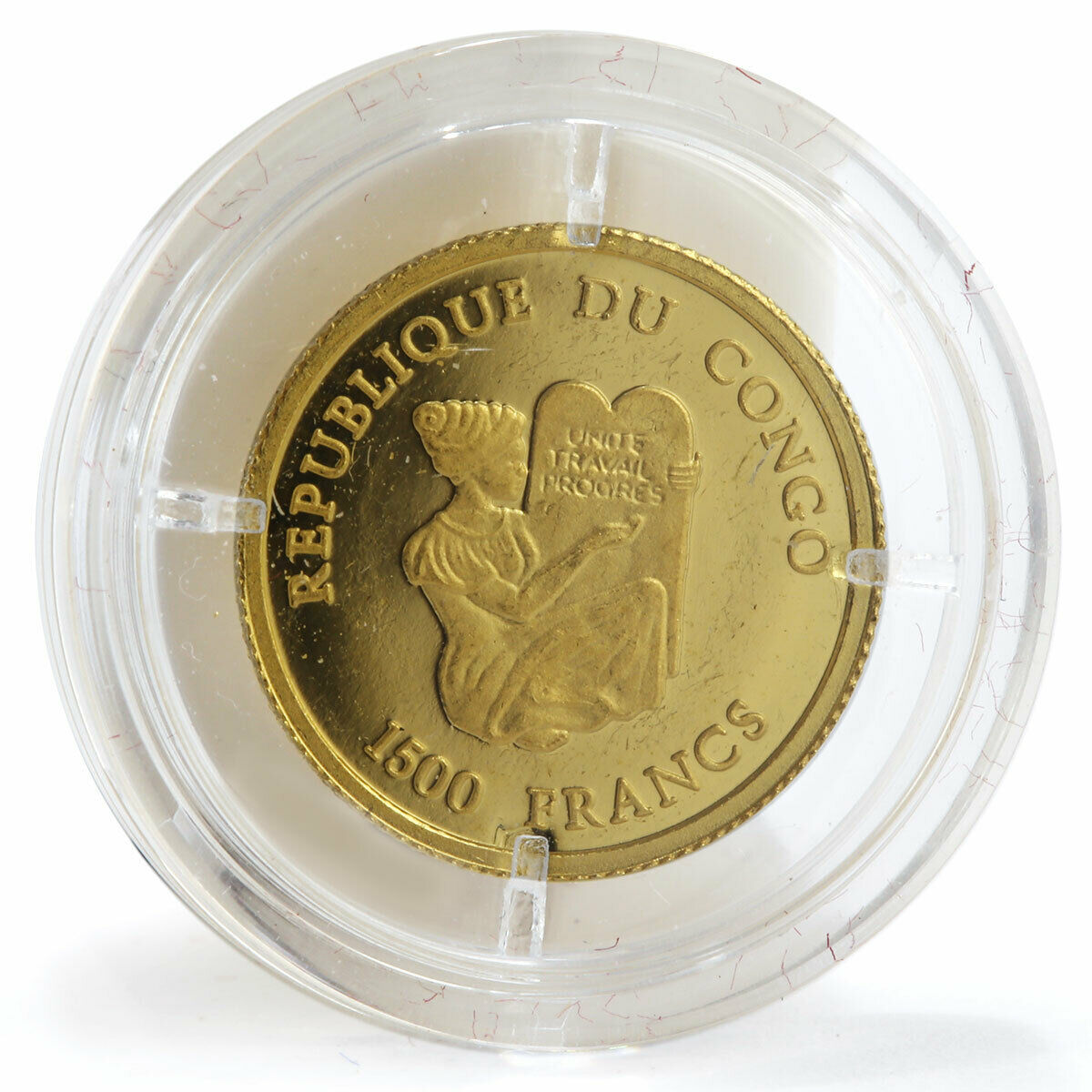 Congo 1500 francs Dresden Frauenkirche proof gold coin 2004