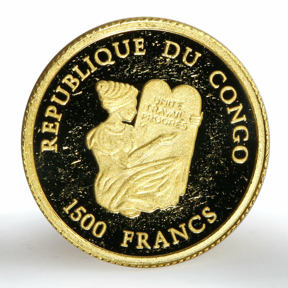 Congo 1500 francs Dresden Frauenkirche proof gold coin 2004