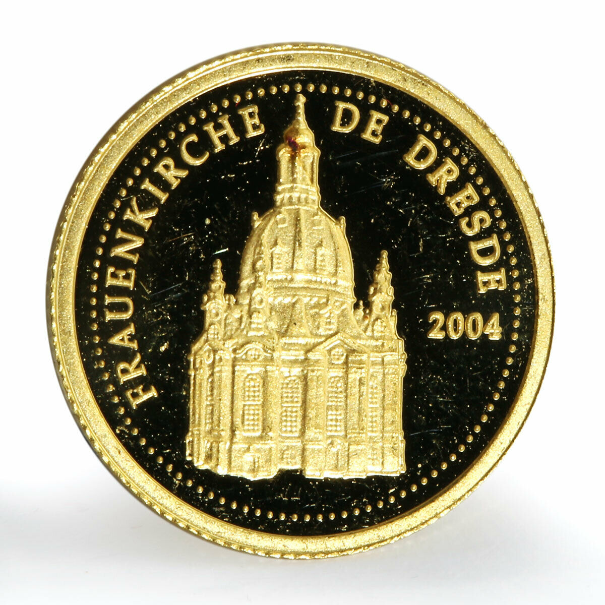 Congo 1500 francs Dresden Frauenkirche proof gold coin 2004