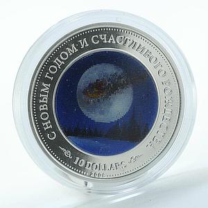 Cook Islands $10 New Year Merry Christmas Silver Coloured Аnimation Coin 2008