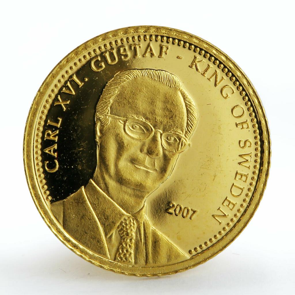 Cook Islands 10 dollars Carl XVI Gustaf King of Sweden gold coin 2007