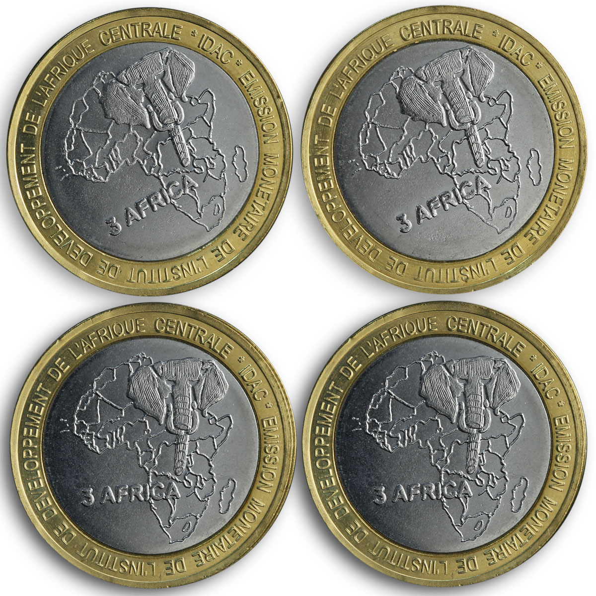 CAR Set of 5 coins of 4500 francs, Pope, Ioannes Paulus II 2007