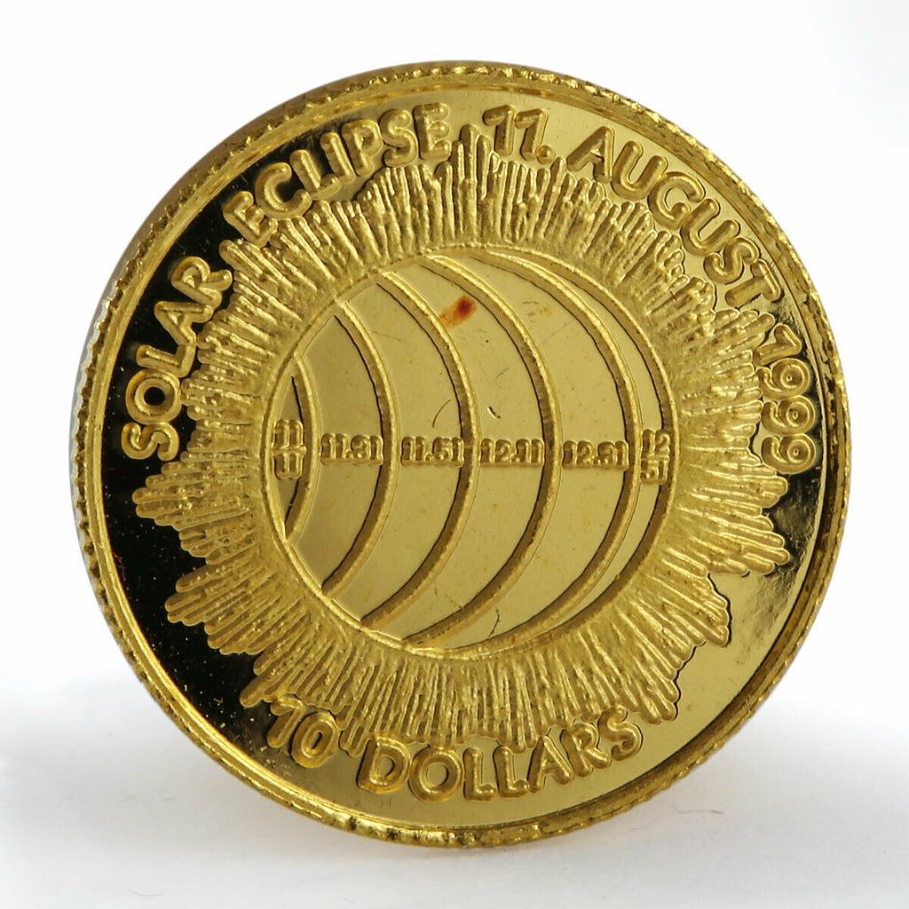 Cook Islands 10 dollars Solar Eclipse proof gold coin 1999