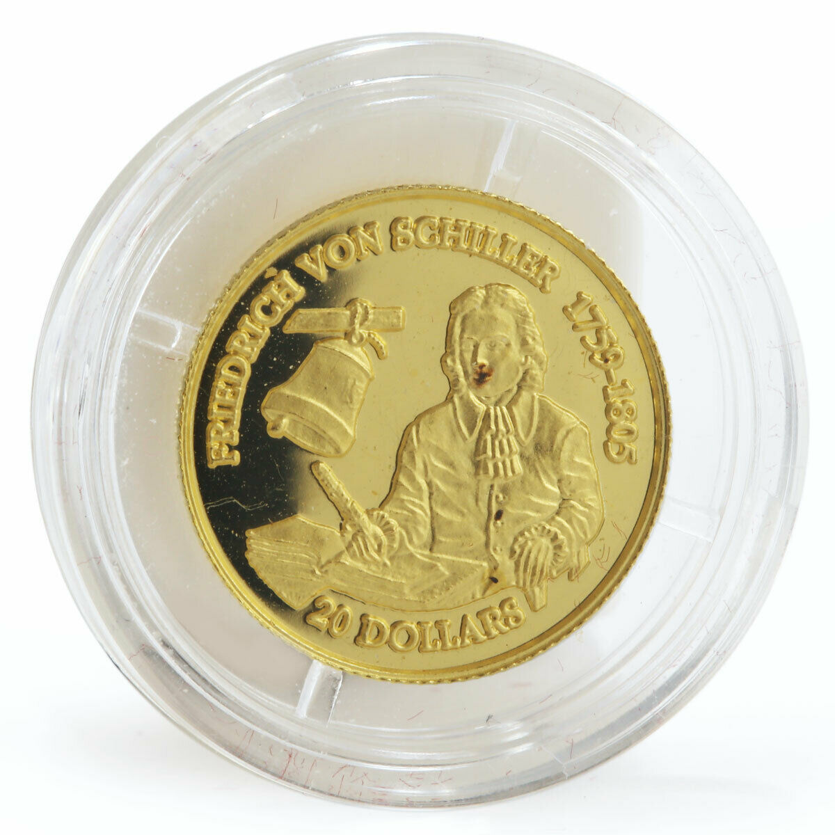 Cook Islands 20 dollars Friedrich Von Schiller proof gold coin 1996