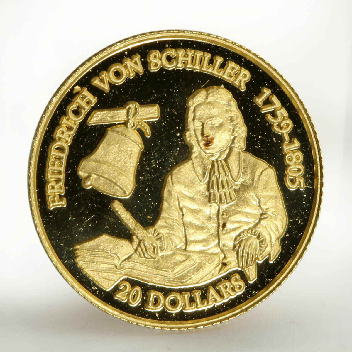 Cook Islands 20 dollars Friedrich Von Schiller proof gold coin 1996