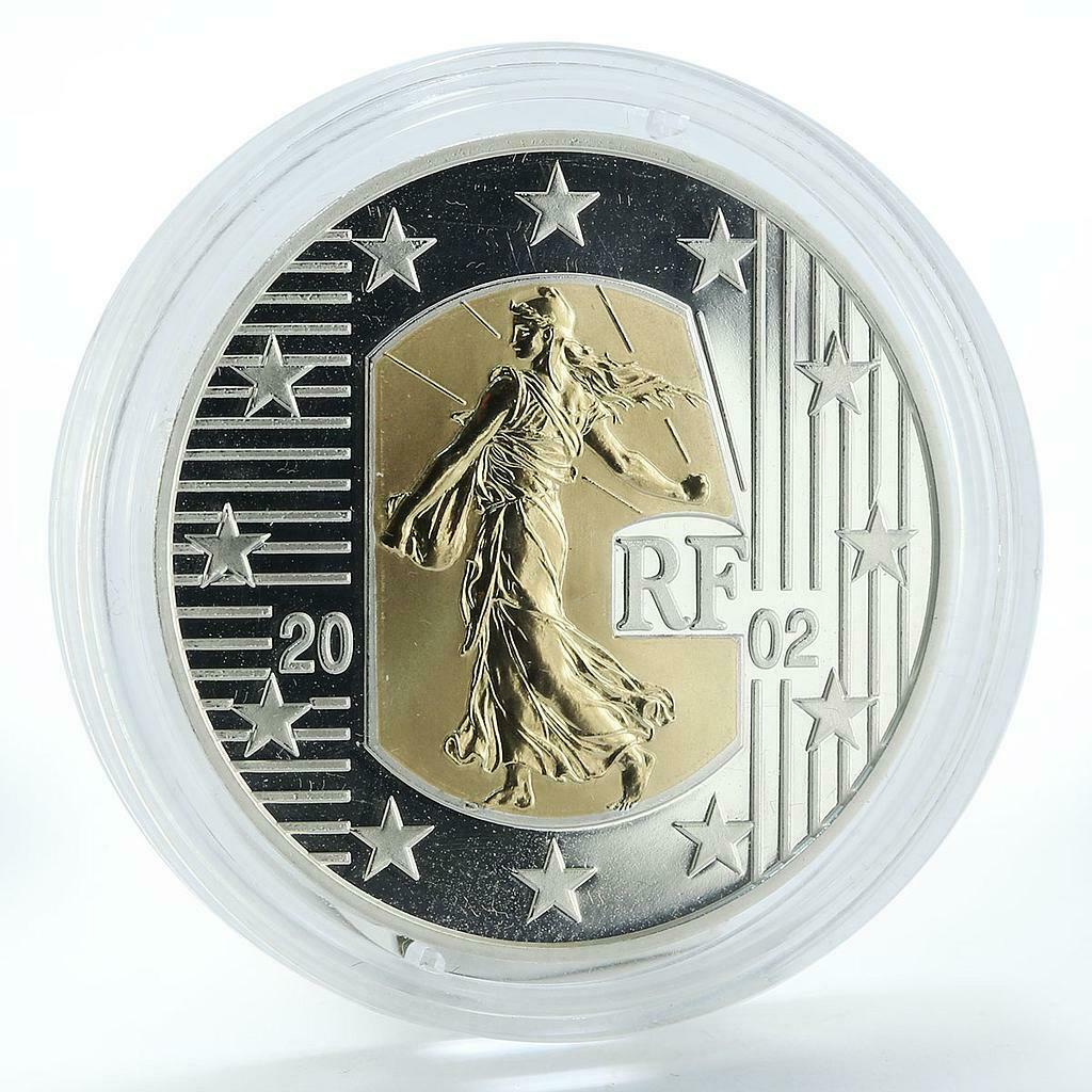 France 5 Euro Merci le Franc proof silver coin 2002