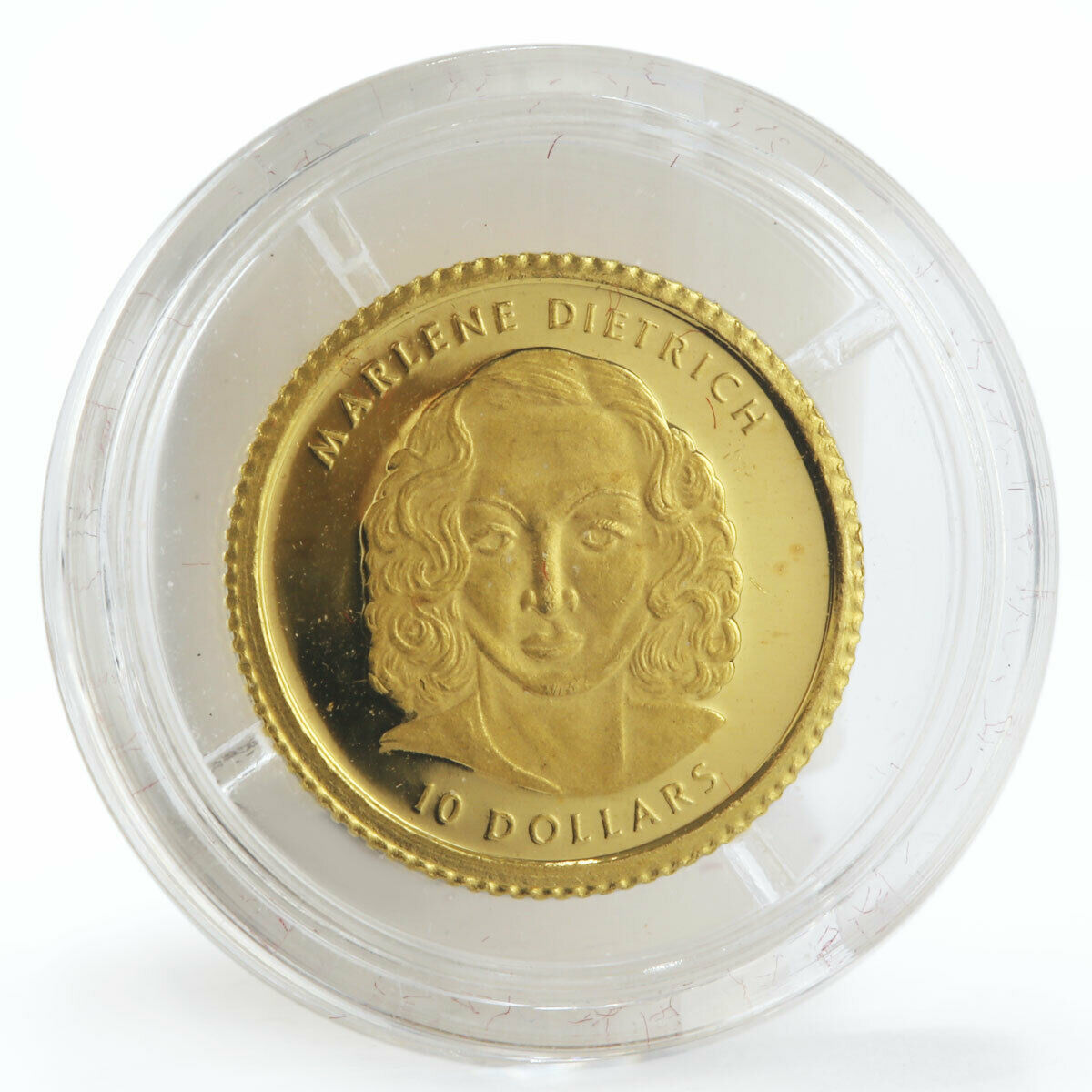 Liberia 10 dollars Marlene Dietrich proof gold coin 2001