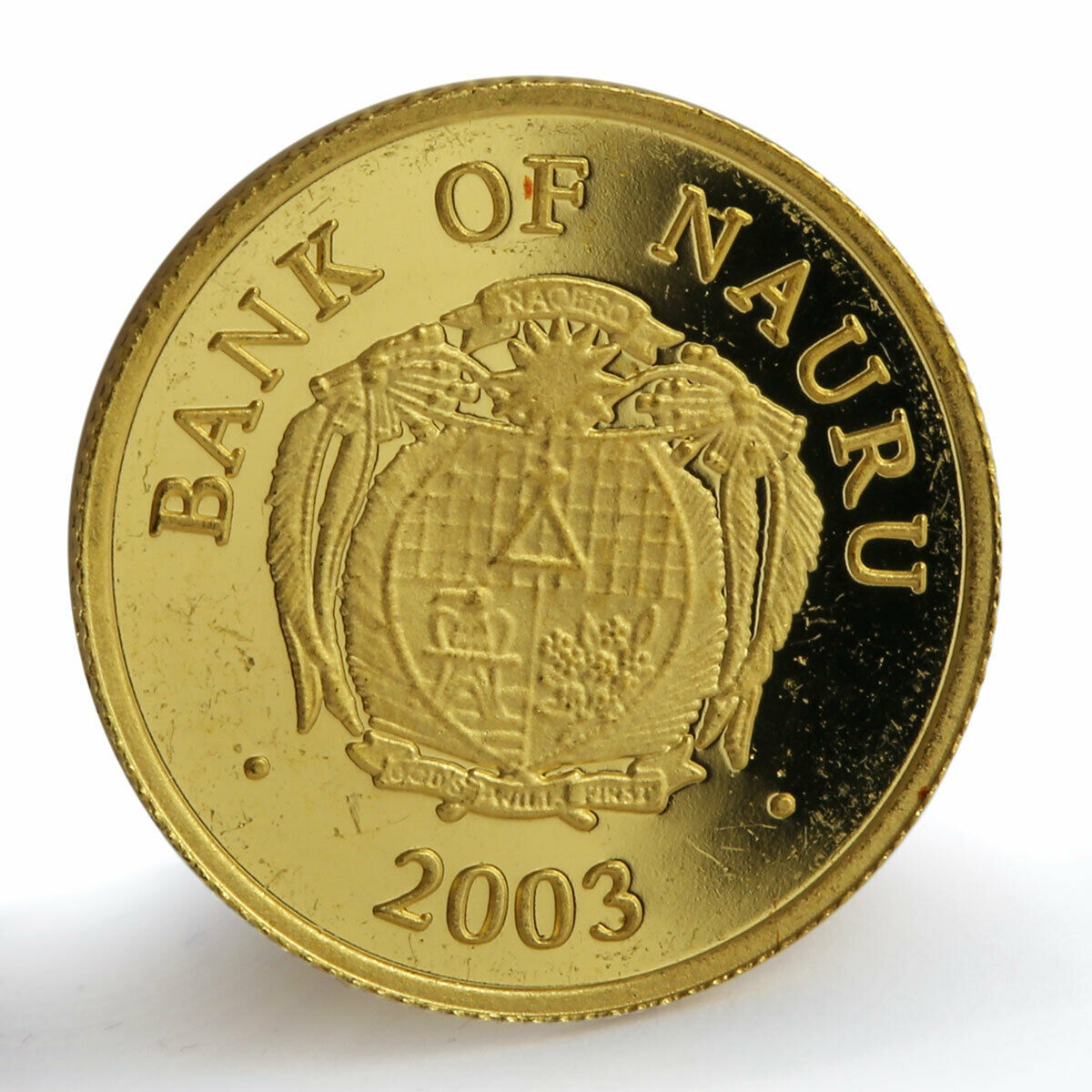 Nauru 10 dollars Anniversary of Euro proof gold coin 2003