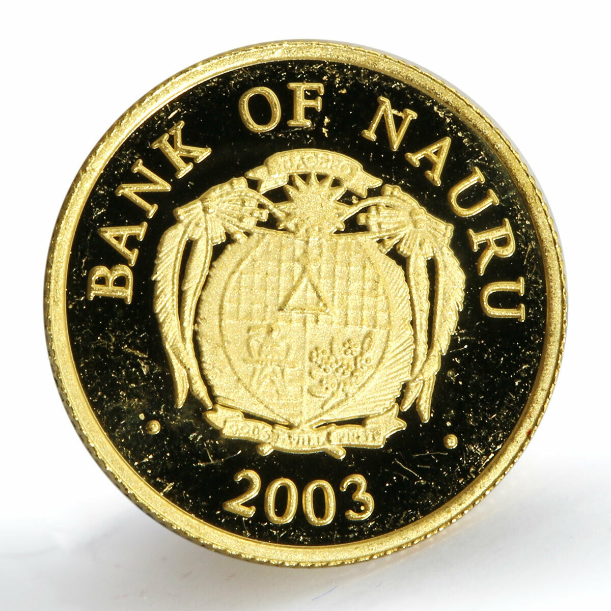 Nauru 10 dollars Anniversary of Euro proof gold coin 2003