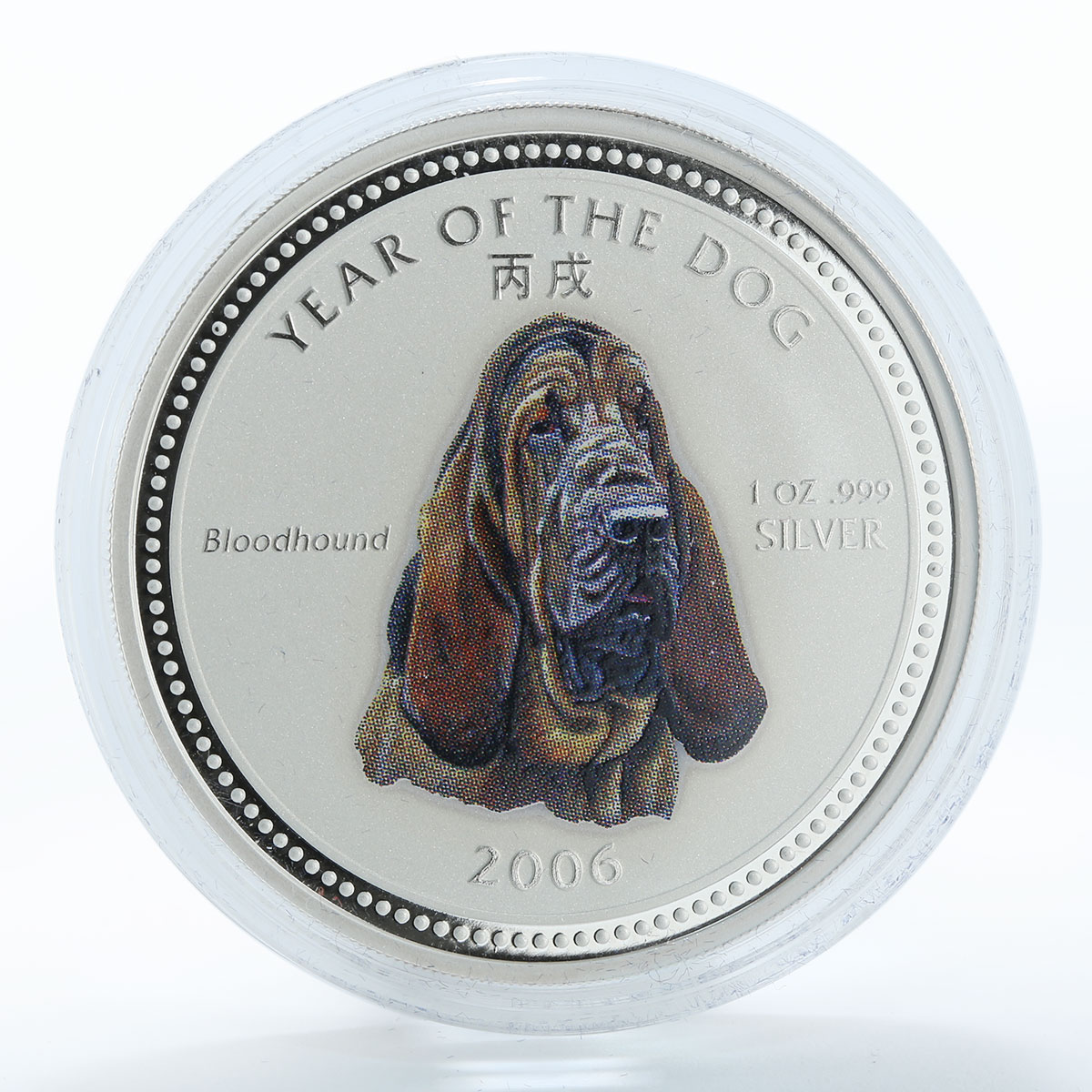 Cambodia 3000 riel Bloodhound Year of the Dog Lunar Calendar silver coin 2006