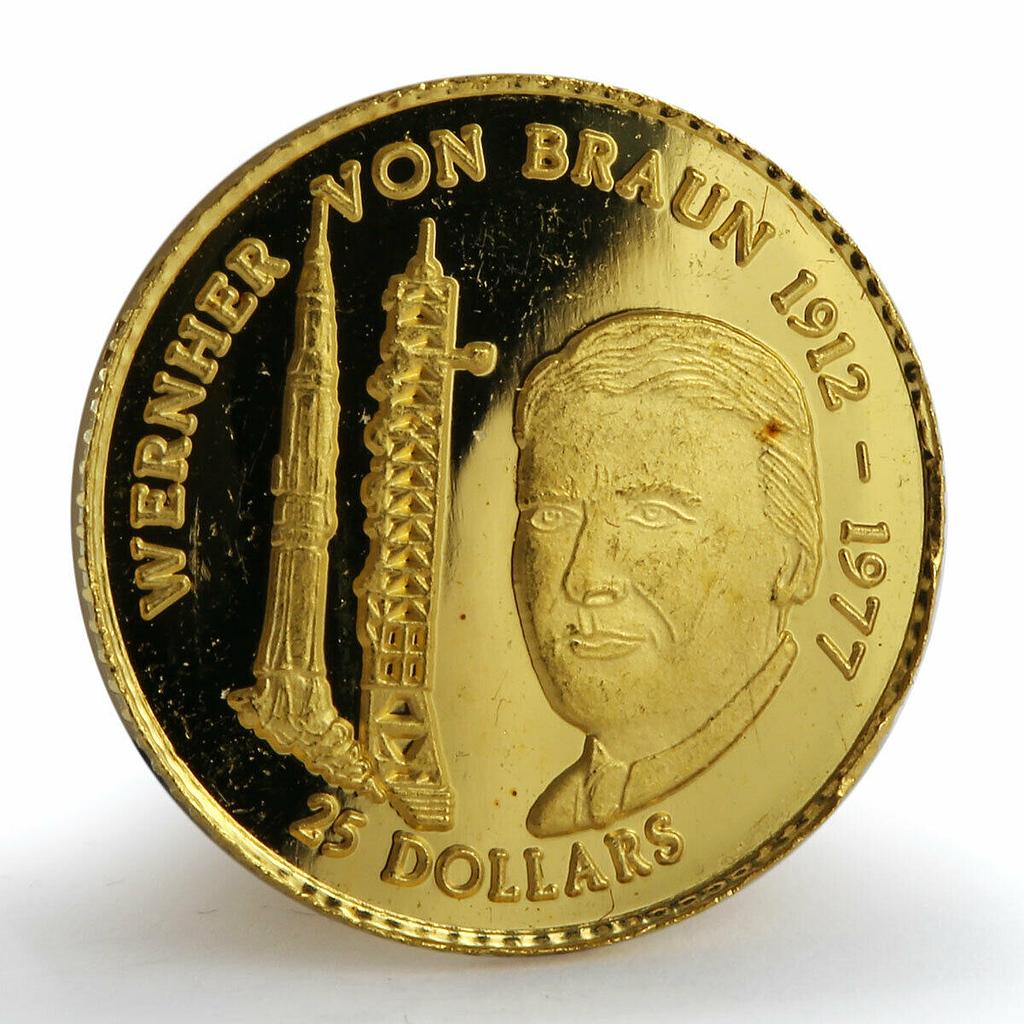 Niue 25 dollars Wernher von Braun proof gold coin 1996