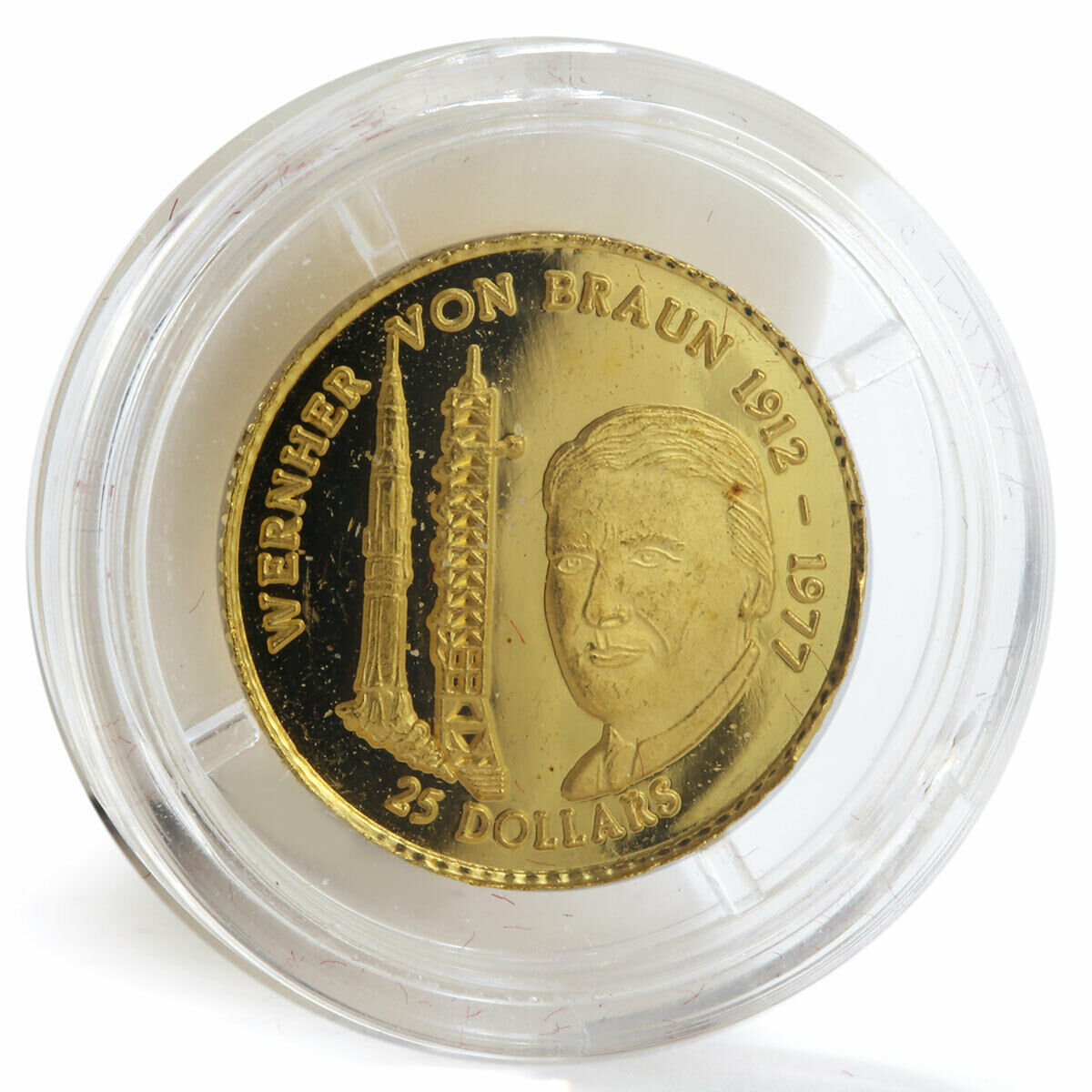 Niue 25 dollars Wernher von Braun proof gold coin 1996