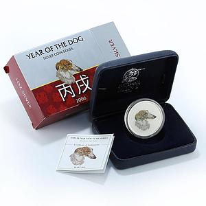 Cambodia 3000 riels Year of the Dog Series Borzaya colored silver coin 2006