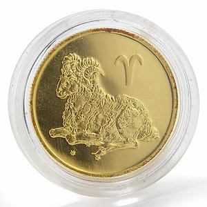Russia 50 rubles Zodiac Aries proof gold coin 2004