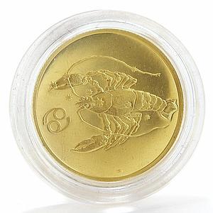 Russia 50 rubles Zodiac Cancer proof gold coin 2004