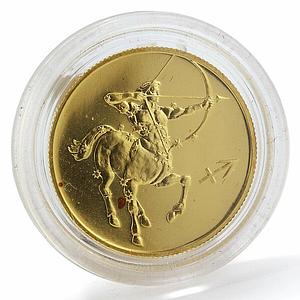 Russia 50 rubles Zodiac Sagittarius proof gold coin 2003