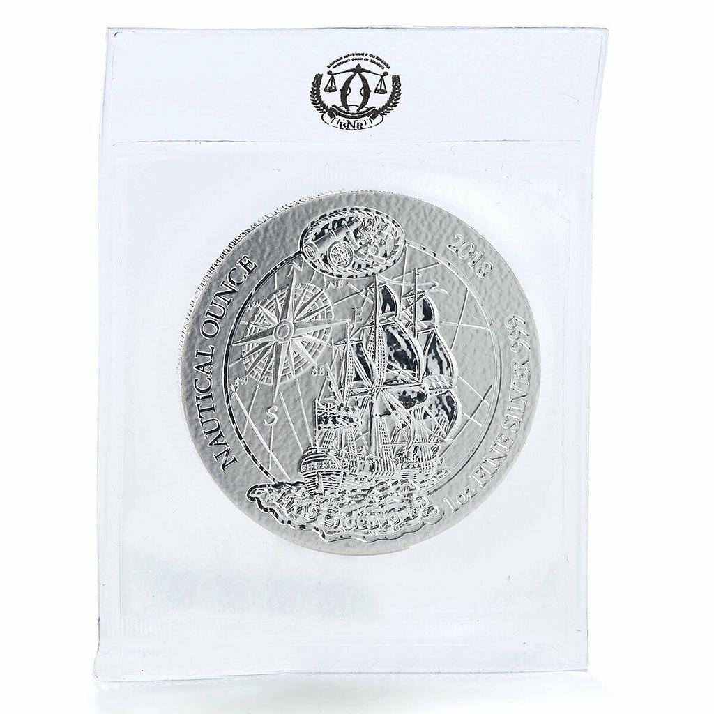 Rwanda 50 francs HMS Endeavour ship silver coin 2018