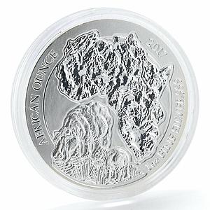 Rwanda 50 francs Hippopotamus silver coin 2017
