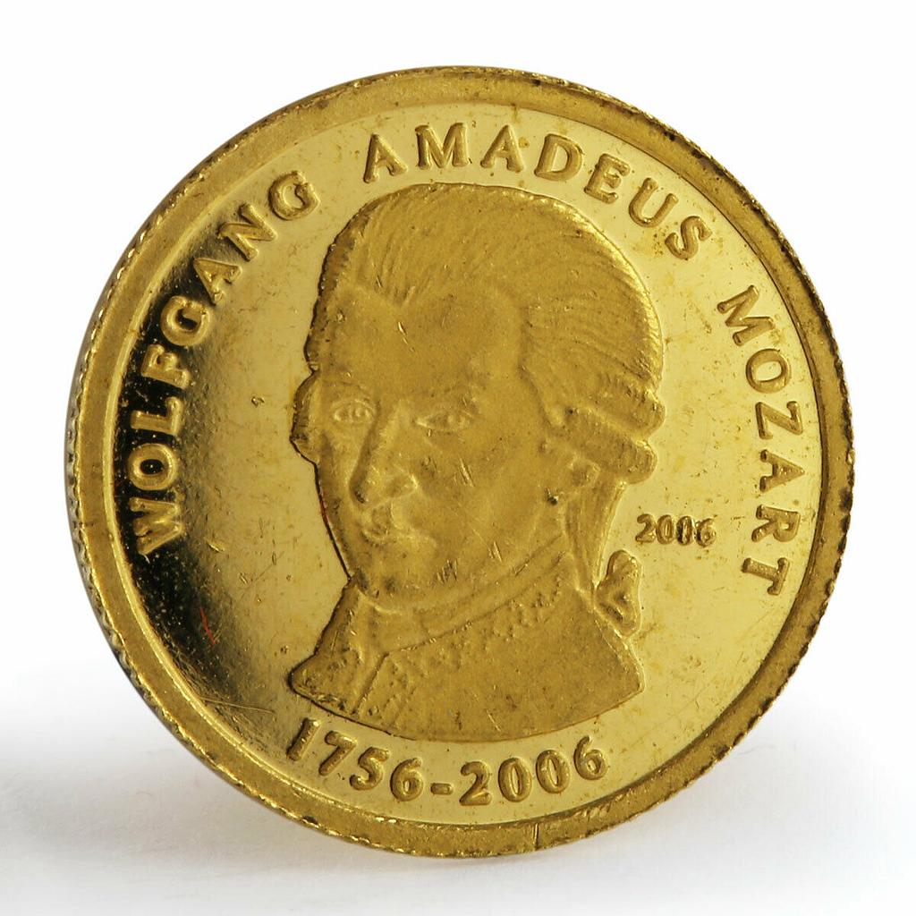 Togo 1500 francs W.A.Mozart 1756-2006 composer gold coin 2006