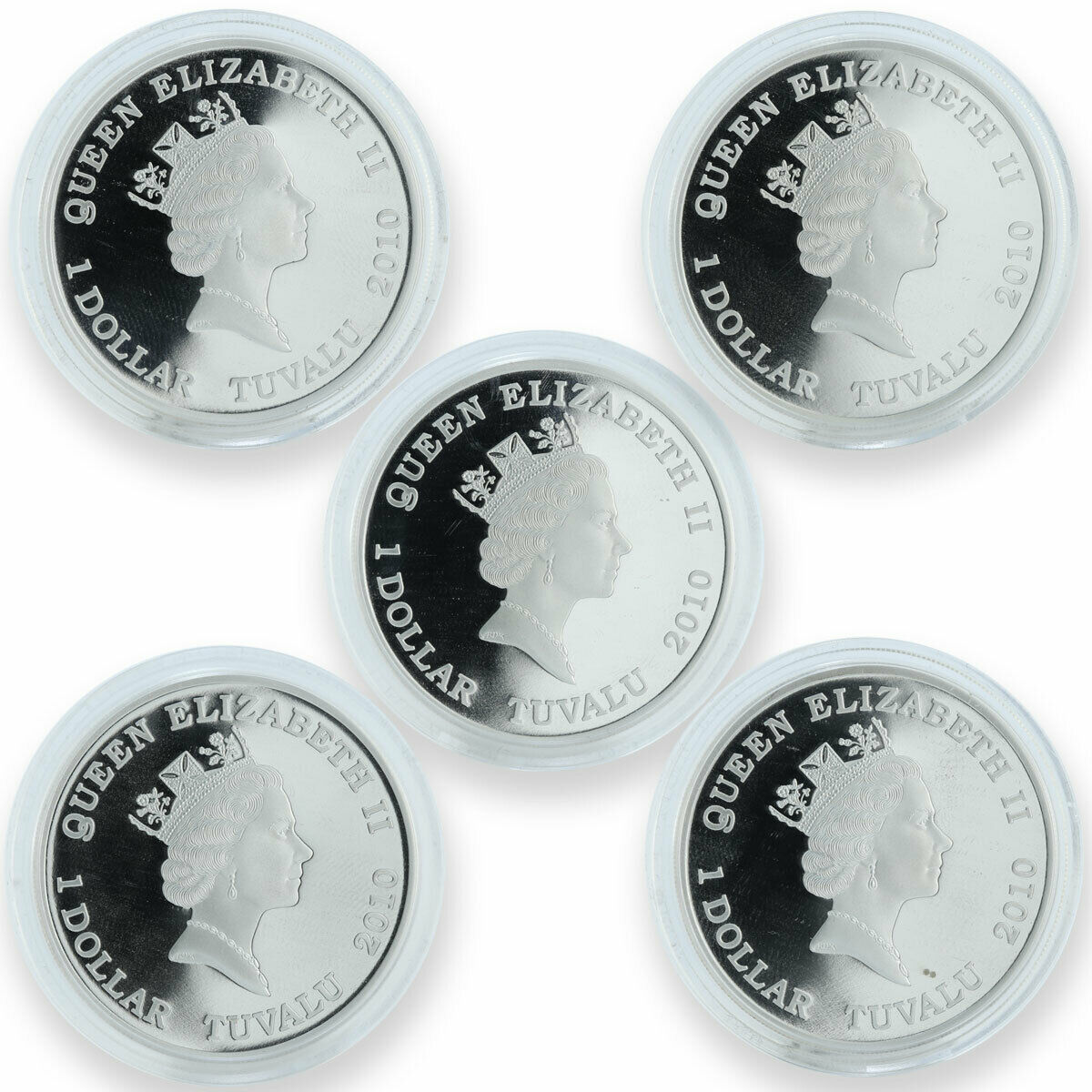 Tuvalu set of 5 coins Great River Journeys proof silver 2010