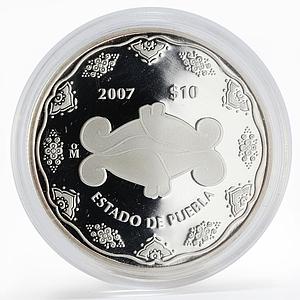 Mexico 10 pesos 180th Anniversary of Federation Puebla ll silver coin 2007