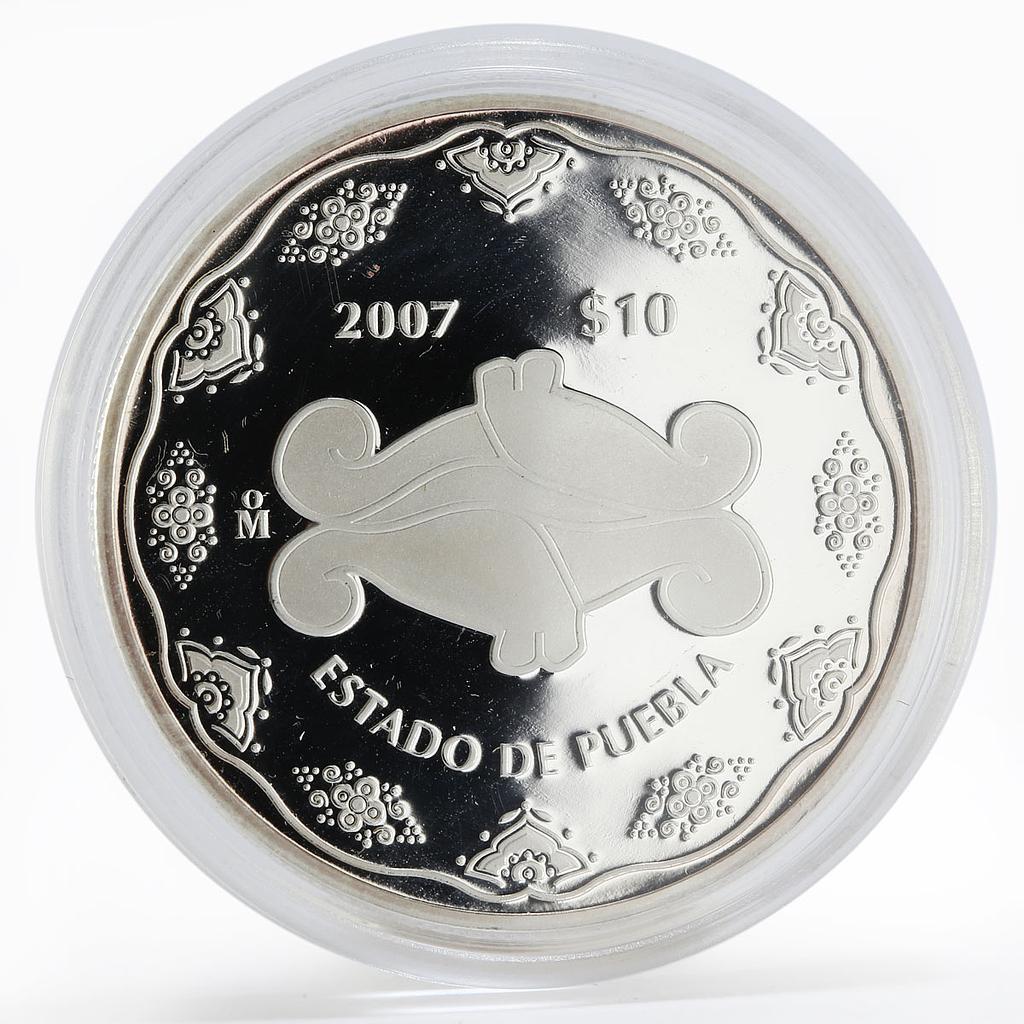 Mexico 10 pesos 180th Anniversary of Federation Puebla ll silver coin 2007